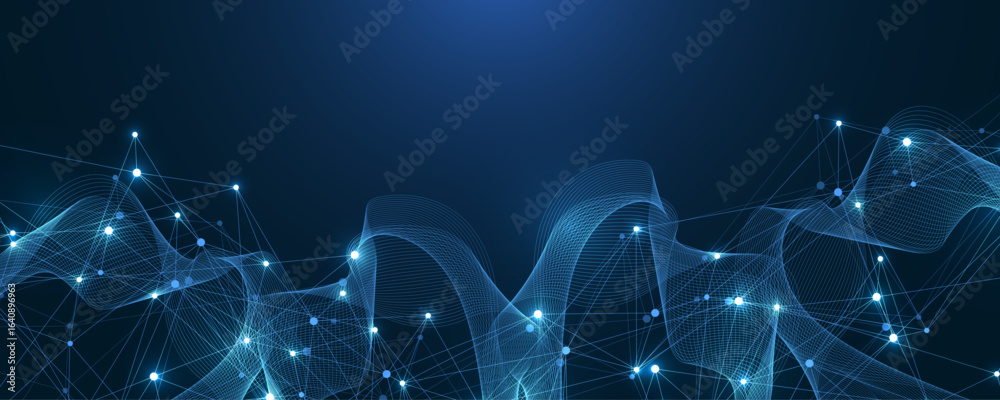 Wall mural global network connection concept. big data visualization. social network communication in the globa