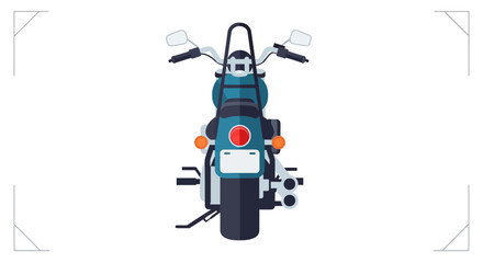 Teal Classic Cruiser Motorcycle Rear View Illustration.