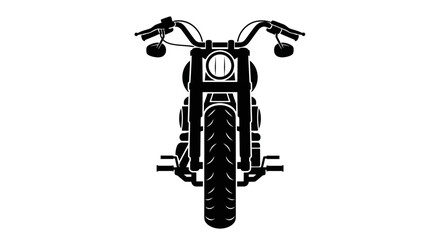 Black and White Front View of a Classic Cruiser Motorcycle.