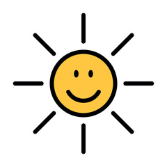 Smiling Sun Icon – Cute Cartoon Style Vector