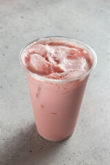 A view of a strawberry agua fresca.