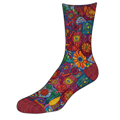 Colorful, Detailed Sock with Floral and Geometric Pattern Design