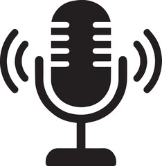 Microphone Vector Icon Sound Recording Device Professional Audio Equipment Podcasting and Broadcasting Illustration