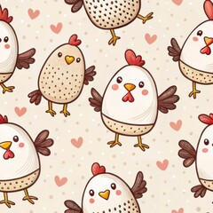 Charming chicken patterns home decor digital art playful atmosphere bird lovers whimsical design