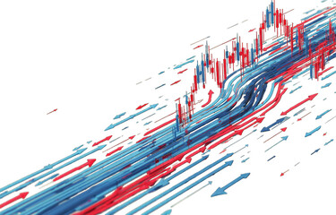 Fototapeta premium Abstract flow of red and blue lines