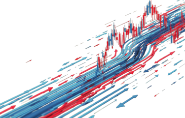 Abstract flow of red and blue lines