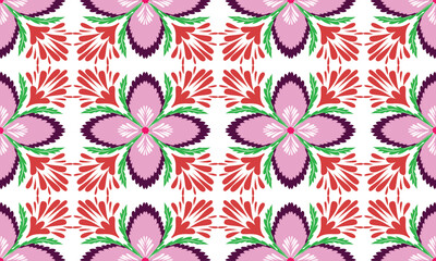 The fabric patterns seamless vector pattern, beautifully arranged floral, with flowers in the center, purple , pink , white background