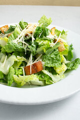 A view of a Caesar salad.