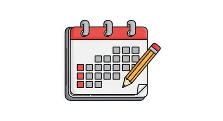 Calendar with a pencil marking a date, symbolizing planning and scheduling