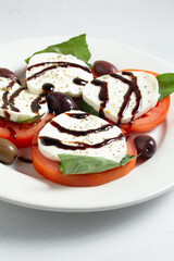 A view of a plate of caprese.