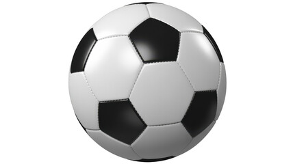 Fototapeta premium Classic black and white soccer ball with hexagonal and pentagonal panels isolated on transparent background
