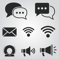 A set of icons for various communication devices and media.