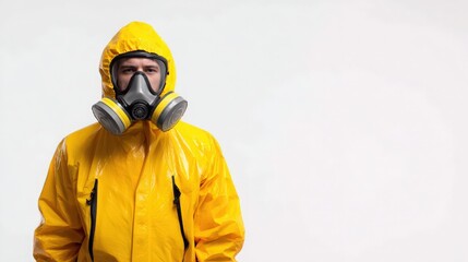 man standing near flammable zone, safety attire clearly visible, white background