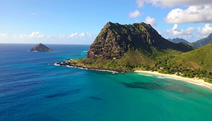 Fototapeta premium Tropical island coastline vista