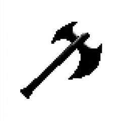 Fototapeta premium Black Double Headed Battle Axe Pixel Art Illustration