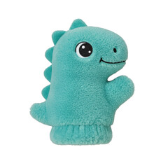 Obraz premium Adorable Teal Dinosaur Puppet Mittens for Children