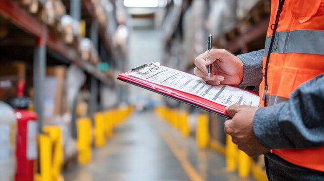 MSDS (Material Safety Data Sheet) folder being reviewed by worker, compliance image
