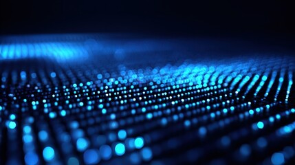 Futuristic Blue Data Stream Visualization: Abstract Technological Wave Background with Glowing Dots for Digital Innovation