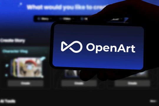Guilherand-Granges, France - August 11, 2025. OpenArt Ai is a generative AI art platform that creates custom images, illustrations, and visuals from user-provided text prompts.