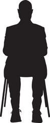 Silhouette of a Man Sitting on a Chair, Isolated on White Background