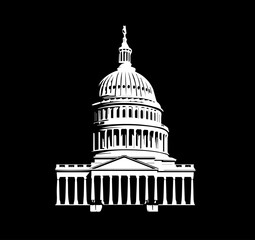 U.S. Capitol Building Dome Silhouette Vector