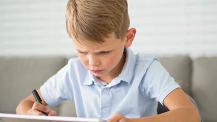 Back to school educator shopping. Boy child embraces tablet technology for education and learning classroom back to school shopping excitement awaits - Powered by Adobe