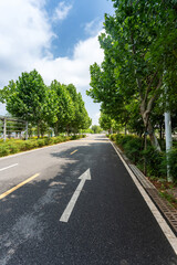 Empty urban road and buildings in the city