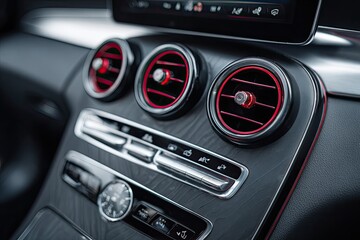 Fototapeta premium Close-up car interior dashboard