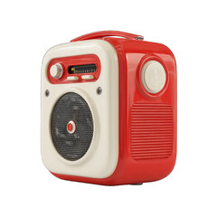 Retro red and white portable radio