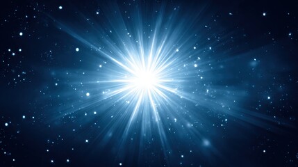 Fototapeta premium Bright Light Explosion in Deep Blue Cosmic Space, Representing Energy, Creation and Inspiration