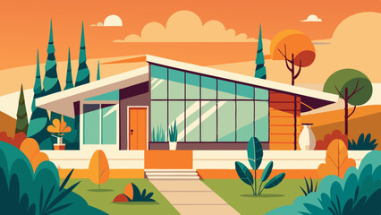 Fototapeta premium tiny midcentury modern house