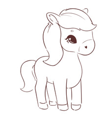 Hand Drawn Cute horse isolated on white background vector