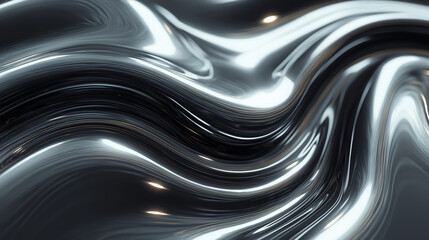 Obraz premium Glossy silver metal fluid glossy chrome mirror water effect background