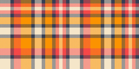 Vibrant autumnal plaid pattern.  Warm oranges, reds, and creams create a cozy, textured design ideal for fall fashion, home decor, or website backgrounds.