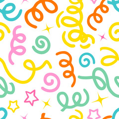 Fun simple colorful pattern on white background. hand drawing. Not AI, Vector illustration