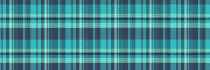 Warp plaid check textile, daisy fabric texture seamless. List pattern tartan vector background in cyan and blue colors.