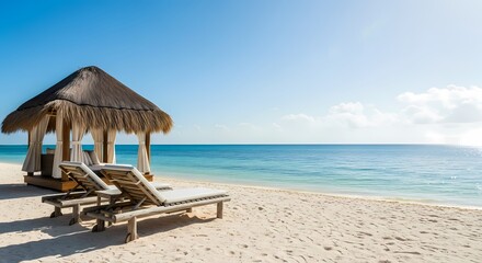 Wooden Beach Chair Under Cabana