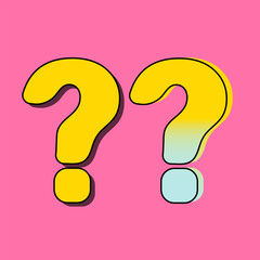 Two Yellow Question Marks Cartoon Vector Illustration