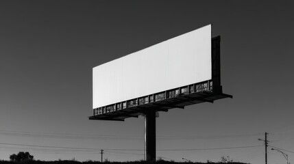 Obraz premium Blank Billboard Against Sky Ready for Advertising, Black and White Image, Outdoor Advertisement Mockup