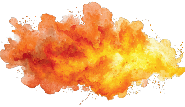 Abstract watercolor explosion of orange-yellow hues