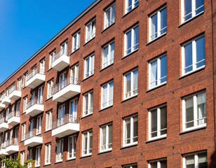 Fototapeta premium Multi-story brick apartment building