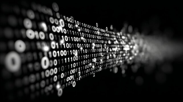Binary Code Visualization of Digital Data Flow and Technology