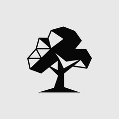 Modern geometric tree logo design symbolizing growth innovation and nature's abstract beauty perfect for eco friendly brands and digital art projects