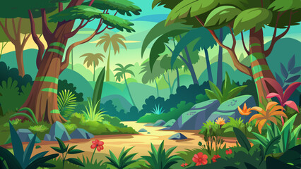  tropical rainforest safari jungle background