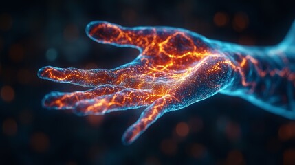 Extreme Close-Up of an Arm with Electrically Charged Visible Veins"