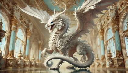 ロココ調のドラゴンの絵画