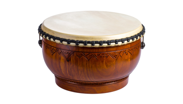 Classic musical instrument big drum isolated on a solid white background