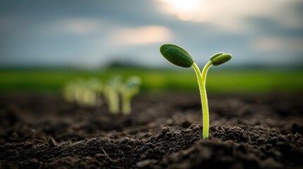 Emerging Seedling in Fertile Soil: A Symbol of Growth, Renewal, and Sustainable Agriculture