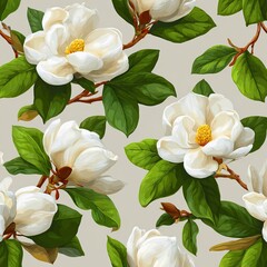 Obraz premium Magnolia floral seamless pattern