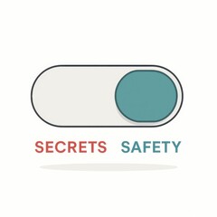 online grooming - A toggle switch graphic illustrating the transition from "secrets" to "safety," featuring minimal design elements on a white background with a subtle shadow.